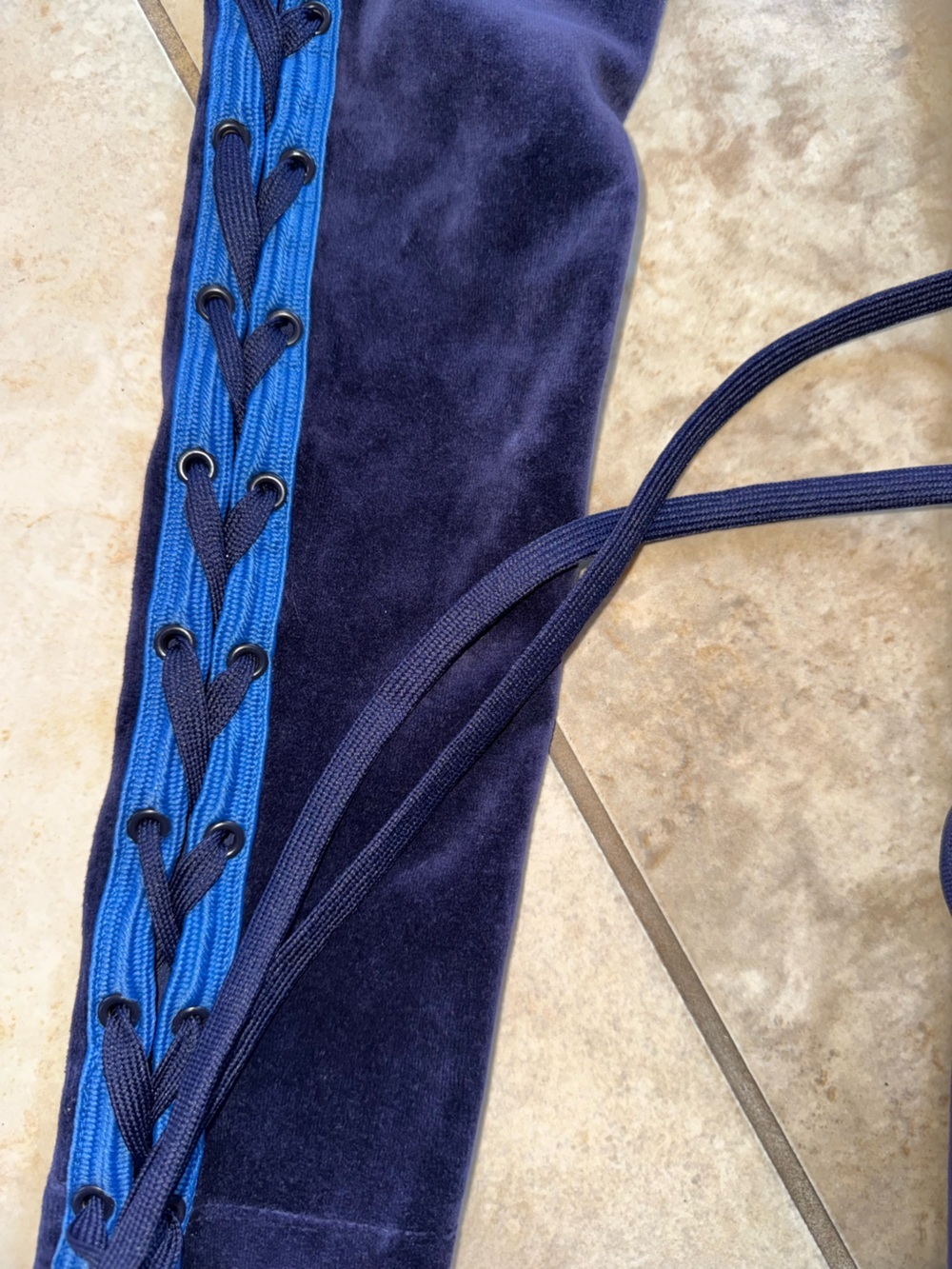 Fenty Puma Rihanna Velour Lace Up Pants Blue S NWOT - Picture 8 of 9